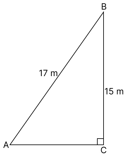 A ladder 17 m long reaches the window of a building 15 m above the ground. Find the distance of the foot of the ladder from the building. Pythagoras Theorem, R.S. Aggarwal Mathematics Solutions ICSE Class 9.