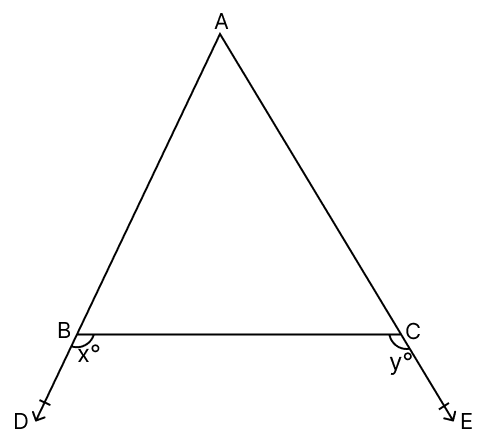 In the given figure, sides AB and AC of △ABC have been produced to D and E respectively. R.S. Aggarwal Mathematics Solutions ICSE Class 9.
