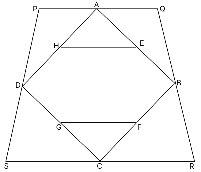 In the given figure, A, B, C and D are mid-points of PQ, QR, RS and PS respectively. E, F, G and H are mid-points of AB, BC, CD and AD respectively. Which type of quadrilaterals are ABCD and EFGH? R.S. Aggarwal Mathematics Solutions ICSE Class 9.