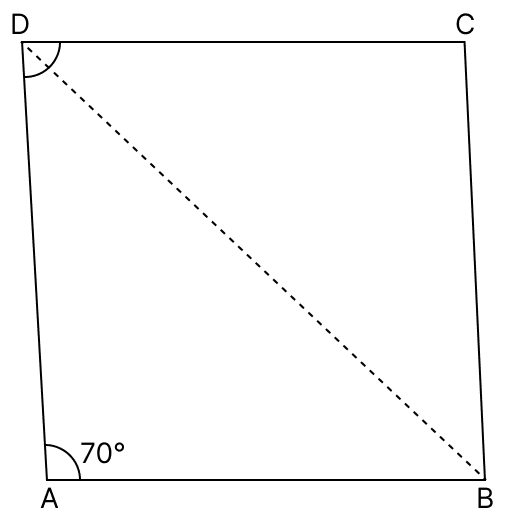 ABCD is a rhombus. If ∠A = 70°, then ∠CDB will be. Quadrilaterals, R.S. Aggarwal Mathematics Solutions ICSE Class 9.