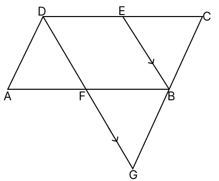 In the adjoining figure, ABCD is a parallelogram, E is the mid-point of CD and through D, a line is drawn parallel to EB to meet CB produced at G and intersecting AB at F. Prove that. R.S. Aggarwal Mathematics Solutions ICSE Class 9.
