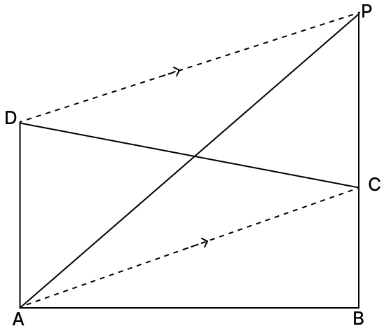 In the given figure, ABCD is a quadrilateral. A line through D, parallel to AC, meets BC produced in P. Quadrilaterals, R.S. Aggarwal Mathematics Solutions ICSE Class 9.