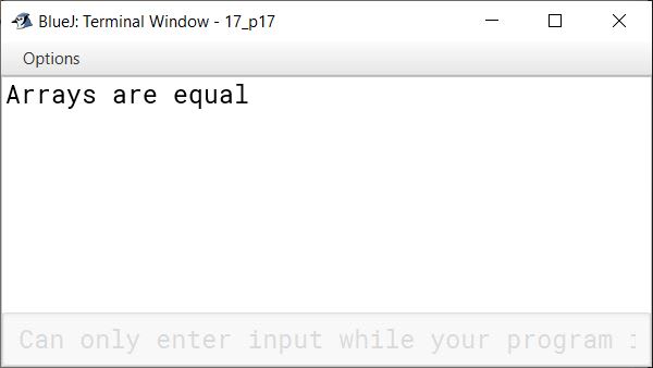 BlueJ output of KboatArrCompare.java