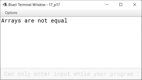 BlueJ output of KboatArrCompare.java