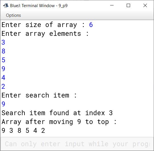 BlueJ output of KboatLinearSearch.java