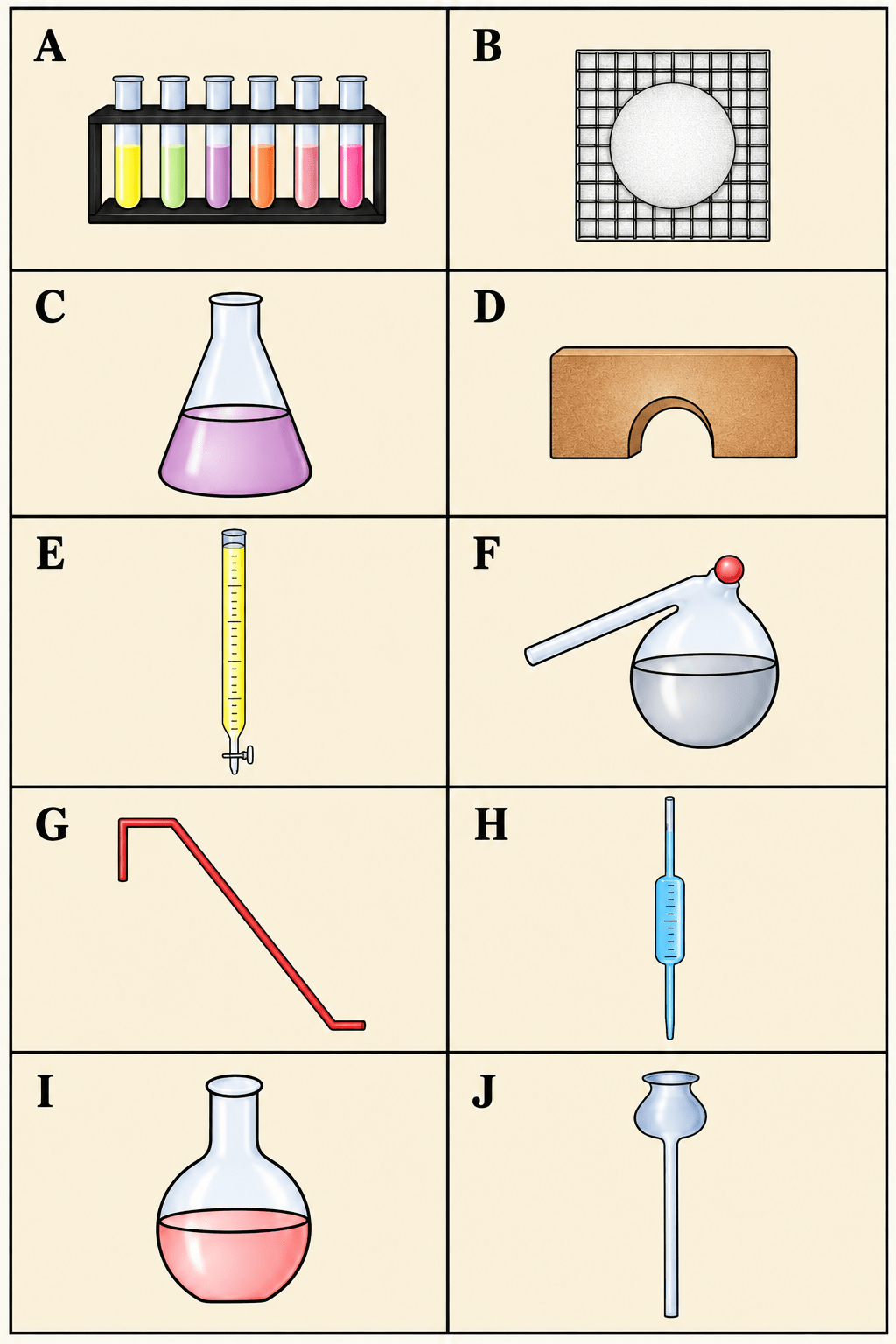 Match the apparatus A to J shown below with their correct names 1 to 10 given below:. Introduction to Chemistry, ICSE Class 6 Dalal Chemistry CBSE Solutions.