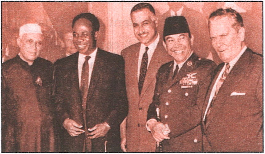 Identify at least three persons in the picture. Name the organisation with which these persons were associated. Where was this organisation formed? State any three objectives of this organisation. Has this organisation been able to achieve its objectives? Give reasons for your answer. Non-Aligned Movement, Total History and Civics Solutions ICSE Class 10.