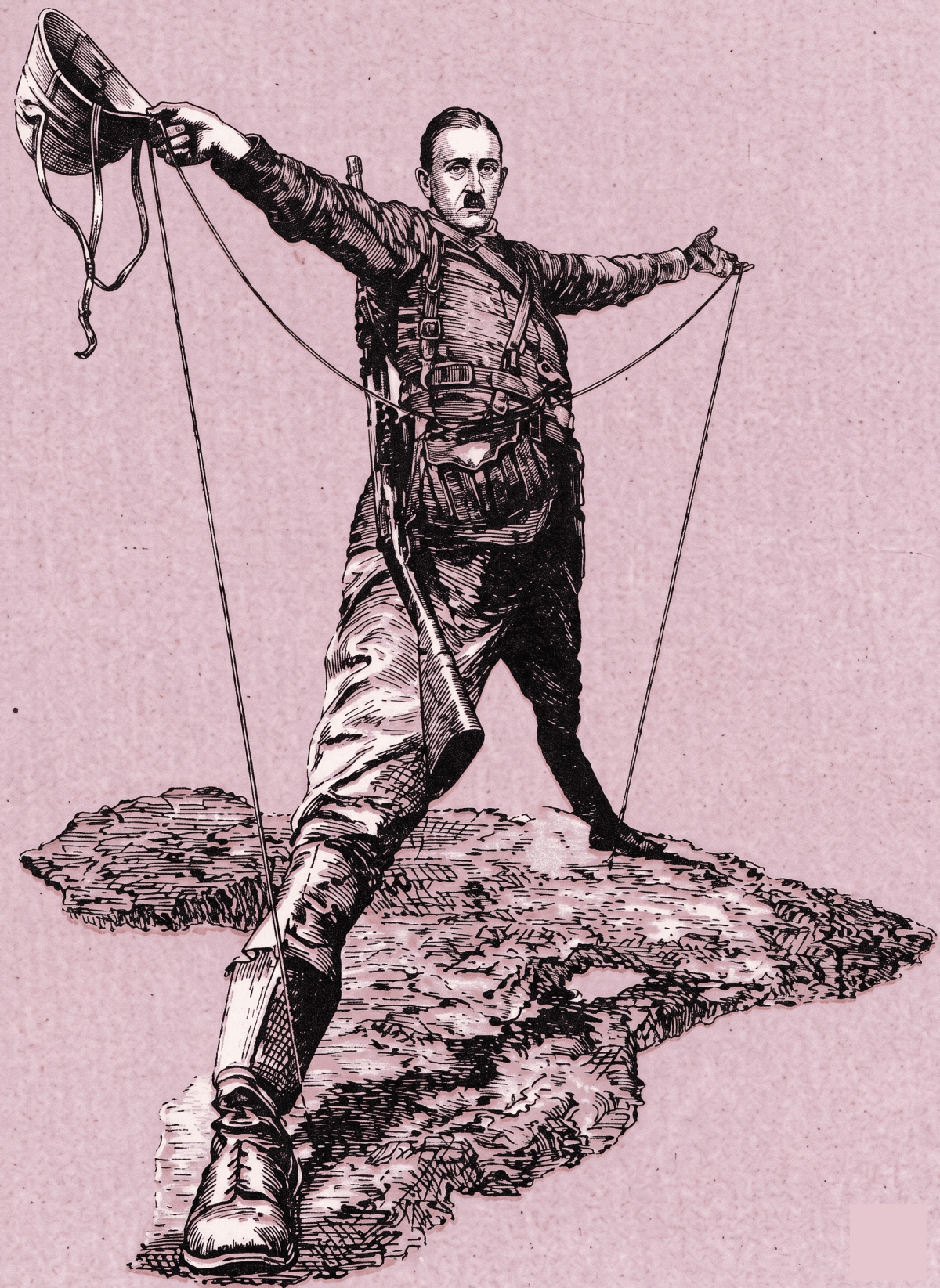 Look at the cartoon depicting the ambitions of Hitler. Briefly describe the steps he undertook to fulfil his ambition. Total History and Civics Solutions ICSE Class 10.