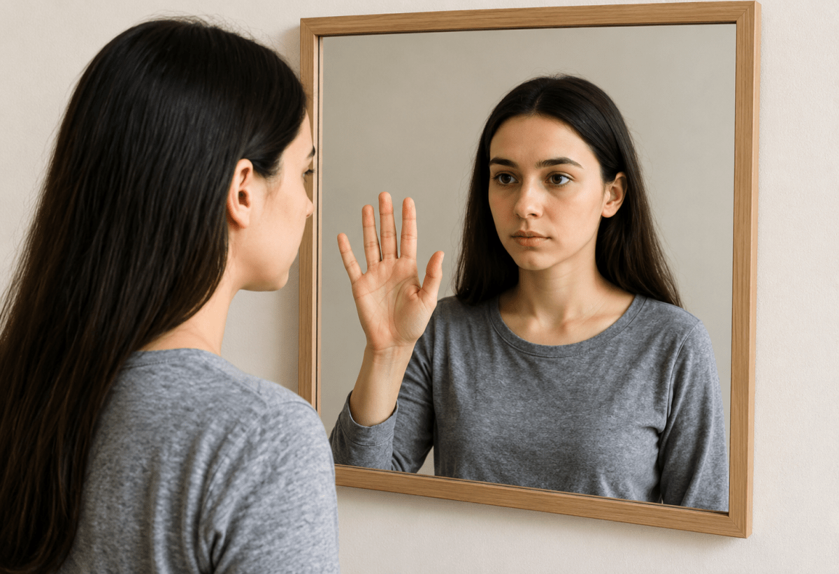 Priya stood in front of her dressing mirror and waved at herself. She noticed that her left hand looked like the right in the mirror. She thought, Why does the mirror reverse sides but not flip me upside down? She remembered her teacher saying that in plane mirrors, the image formed is laterally inverted, the same size, and appears behind the mirror. Light, Viva Physics Solutions ICSE Class 6.