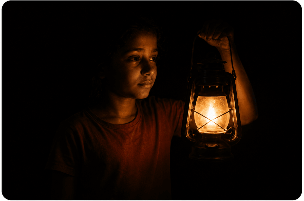 Seema visited her grandmother in the village. At night, when the power went out, Grandma lit an old kerosene lantern. Seema watched the yellow flame and felt the warmth. She thought about how the chemical energy in kerosene was turning into light and heat. Energy, Viva Physics Solutions ICSE Class 6.