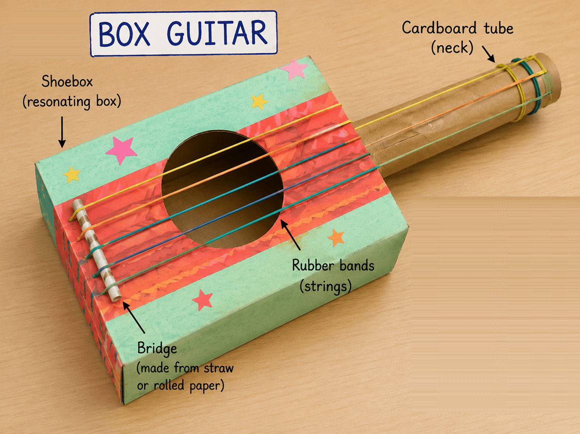 Design a fun musical instruments using waste materials. What will you use and how will it make sound? Heat, Viva Physics Solutions ICSE Class 6.