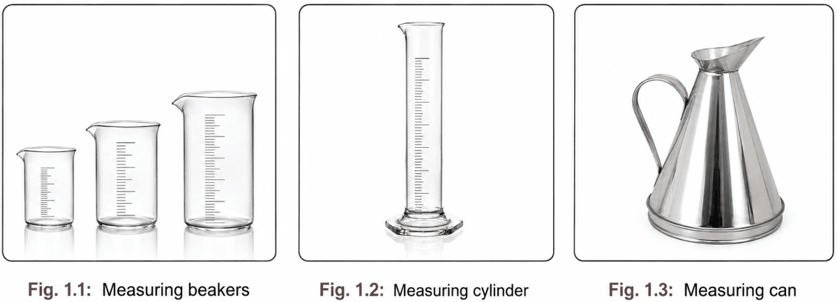What type of instruments are commonly used for measuring volume of liquids. Physical Quantities and Measurement, Viva Physics Solutions ICSE Class 7.