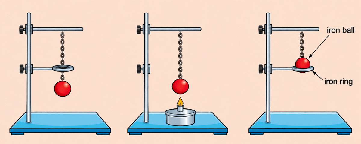 Design a simple experiment to show that heat causes expansion in solids. What materials will you use? What will you observe? Transfer of Heat, ICSE Class 8 Viva Physics Solutions.