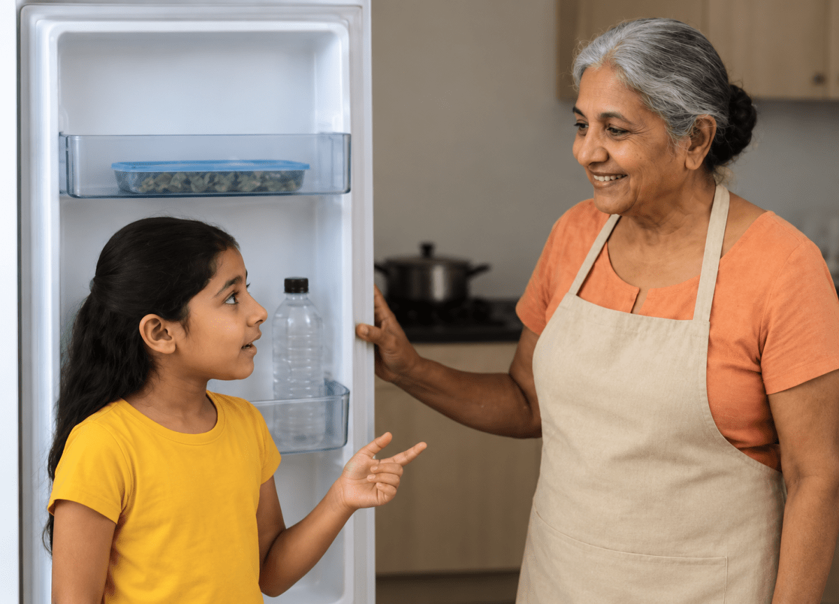 Read the given paragraph and answer the questions that follow. One hot summer afternoon, Shanaya was helping her grandmother in the kitchen. As she opened the fridge to take out a bottle of water, she noticed the ice tray was nearly empty. Nani, why does ice melt so quickly in summer? Shanaya asked curiously. Her grandmother smiled and replied, Thats because of heat, dear. When its hot, ice absorbs heat from the surroundings and changes into water. This is called melting. Shanaya thought for a moment. So, heat can change the state of things? Yes! said her grandmother, Heat can cause many changes. It can make solids turn into liquids, like ice to water. It can also make liquids like water turn into gas, which we call evaporation. Later that day, Shanaya left a metal spoon in a hot bowl of soup. When she picked it up, she quickly pulled her hand back. Ouch! Its hot! Her grandmother gently said, Thats because heat travels through metal easily. Thats called conduction. Heat moves from the hot soup to the spoon, and then to your hand. Shanaya was amazed. She had never thought about how heat changes things around her. From melting ice to heating soup, she now knew heat had many effects — and she was eager to learn more. Transfer of Heat, ICSE Class 8 Viva Physics Solutions.