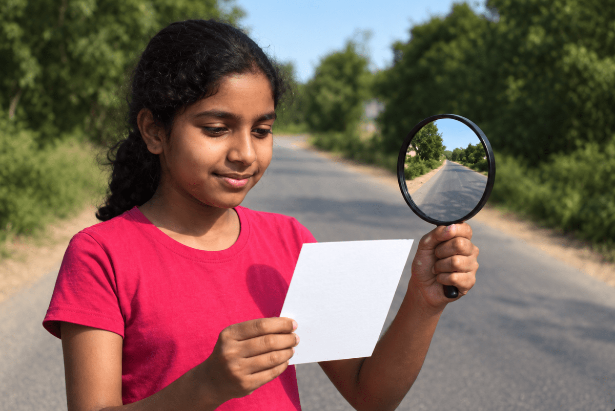 Sarita used a concave mirror to focus sunlight onto a piece of paper. She also used a convex mirror to see a wider view of the road behind her bicycle. She noticed how the shape of mirrors affected the images formed. Exploring the Wonders of Light, ICSE Class 8 Viva Physics Solutions.