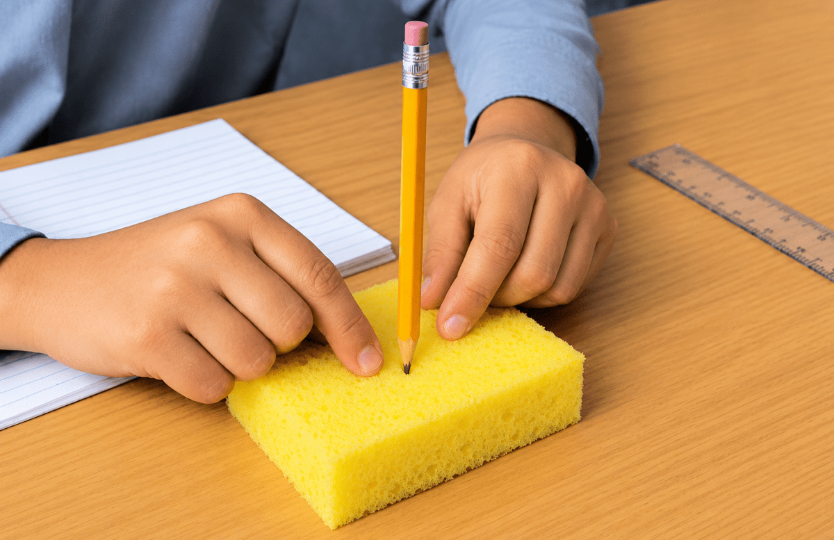 In school, Neha placed the sharp tip of her pencil on a sponge and gently pressed it. Then she pressed the eraser end of the same pencil with the same force. She noticed that the pencil tip went deeper into the sponge. Her teacher explained that this happened because the area where the force was applied was different. Understanding Force & Pressure Around Us, ICSE Class 8 Viva Physics Solutions.