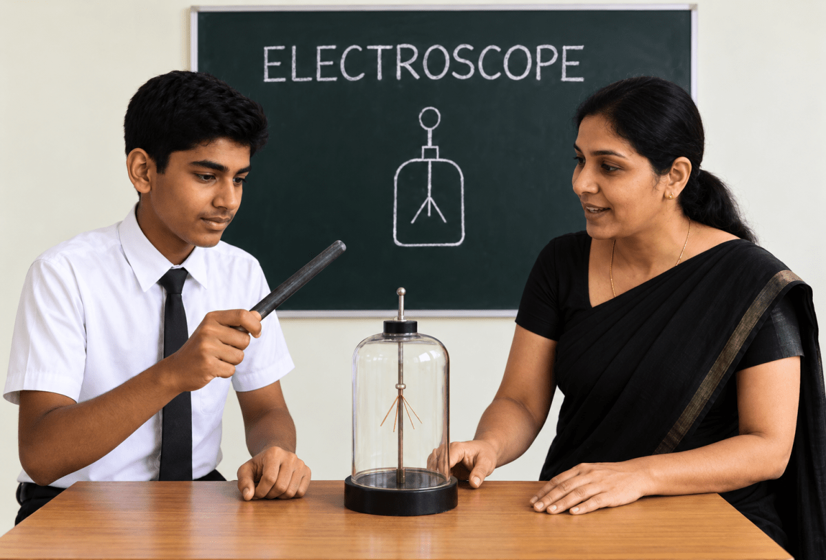 In the lab, Kartik observed that when a charged rod was brought near a hanging ball, it attracted or repelled it. He also tested different materials like copper, plastic and wood to see which one allowed electric charges to pass. His teacher used an electroscope to detect charge. Electricity in Our Lives, ICSE Class 8 Viva Physics Solutions.