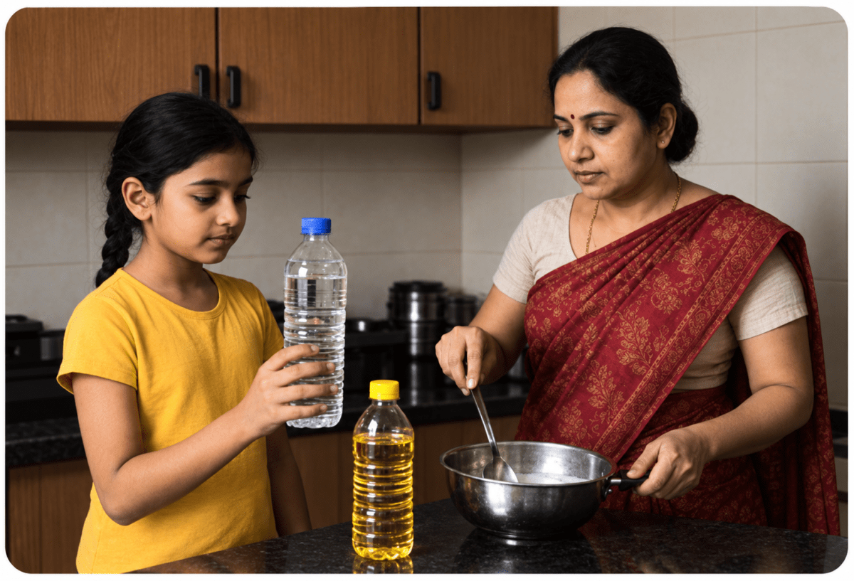 Rekha was helping her mother in the kitchen. She noticed that cooking oil and water were stored in equal-sized bottles, but the water bottle felt heavier. Later, she saw a small wooden piece floating in water, while a metal key quickly sank. She wondered: Why do things with the same size have different weights? Why do some things float while others sink? Measuring Matter: Mass, Volume, & Density, ICSE Class 8 Viva Physics Solutions.