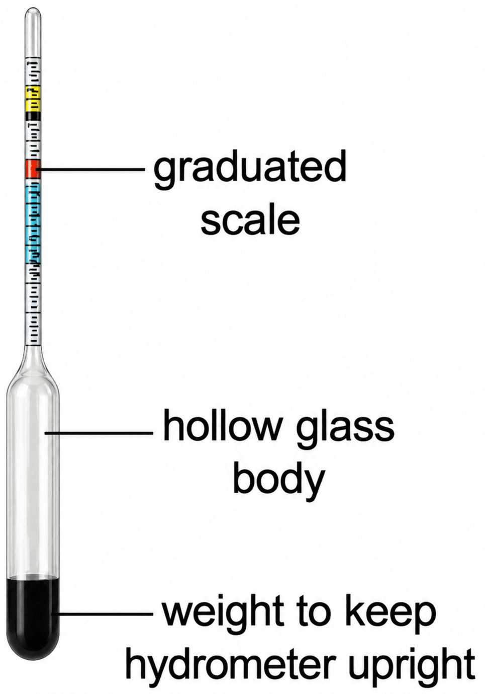 Given alongside is the picture of a hydrometer. Read the information and fill in the blanks Sample Paper 1, ICSE Class 8 Viva Physics Solutions.