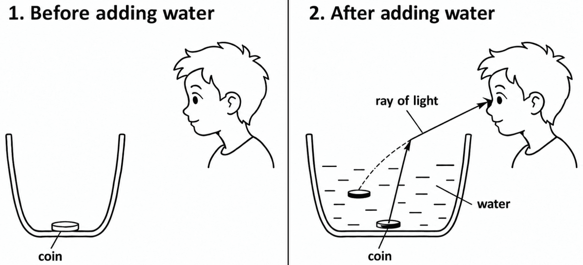 Imagine youre designing a science museum exhibit to teach children about refraction. What hands-on activity would you create to make the concept fun and clear? Exploring the Wonders of Light, ICSE Class 8 Viva Physics Solutions.